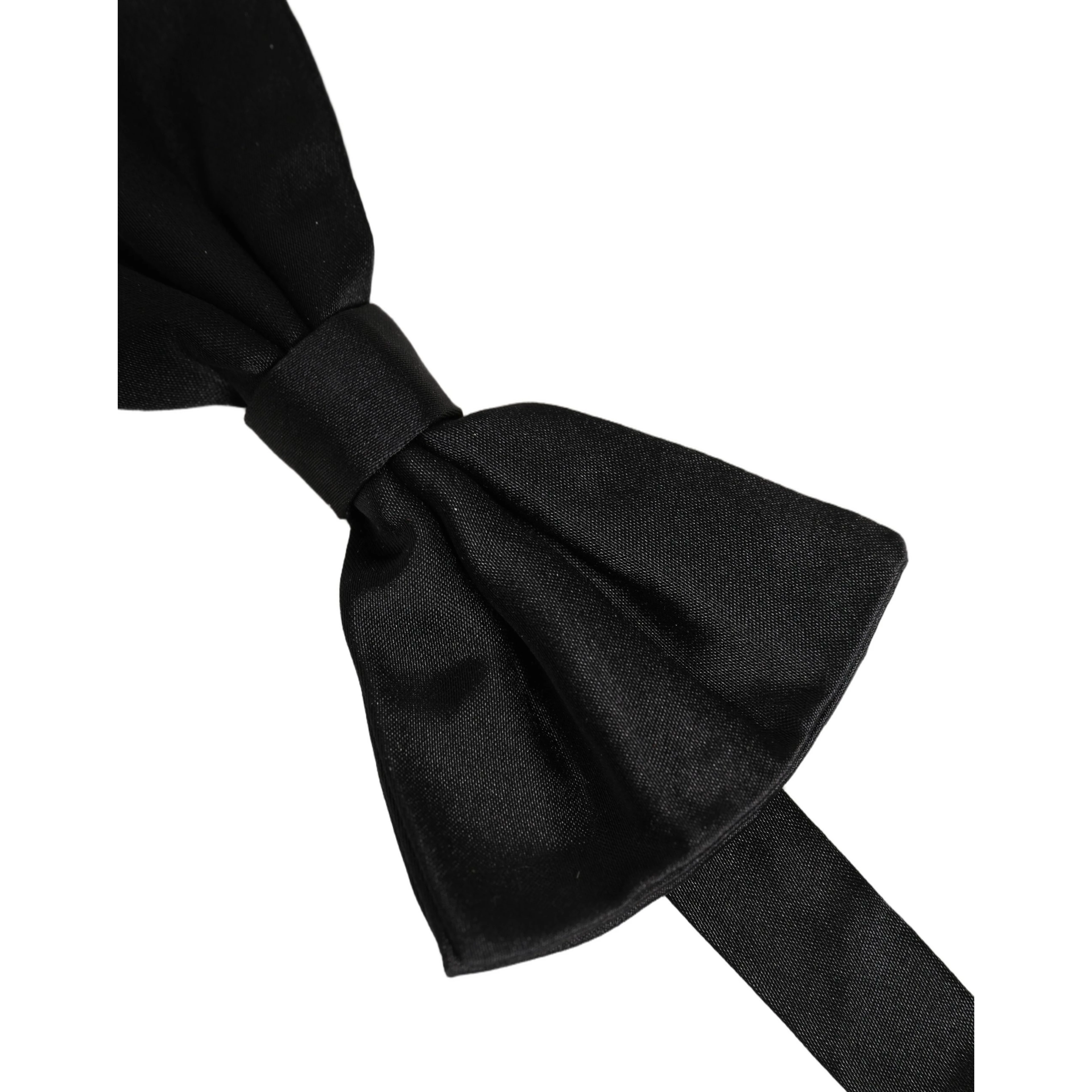 Men Black 100% Silk Adjustable Neck Papillon Bow Tie