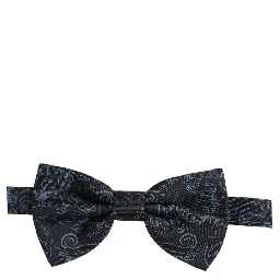 Men Black Blue Paisley Adjustable Neck Papillon Bow Tie