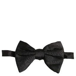 Men Black 100% Silk Adjustable Neck Papillon Bow Tie