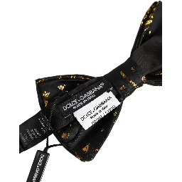 Black Gold Speckle Pattern Adjustable Neck Papillon Bow Tie