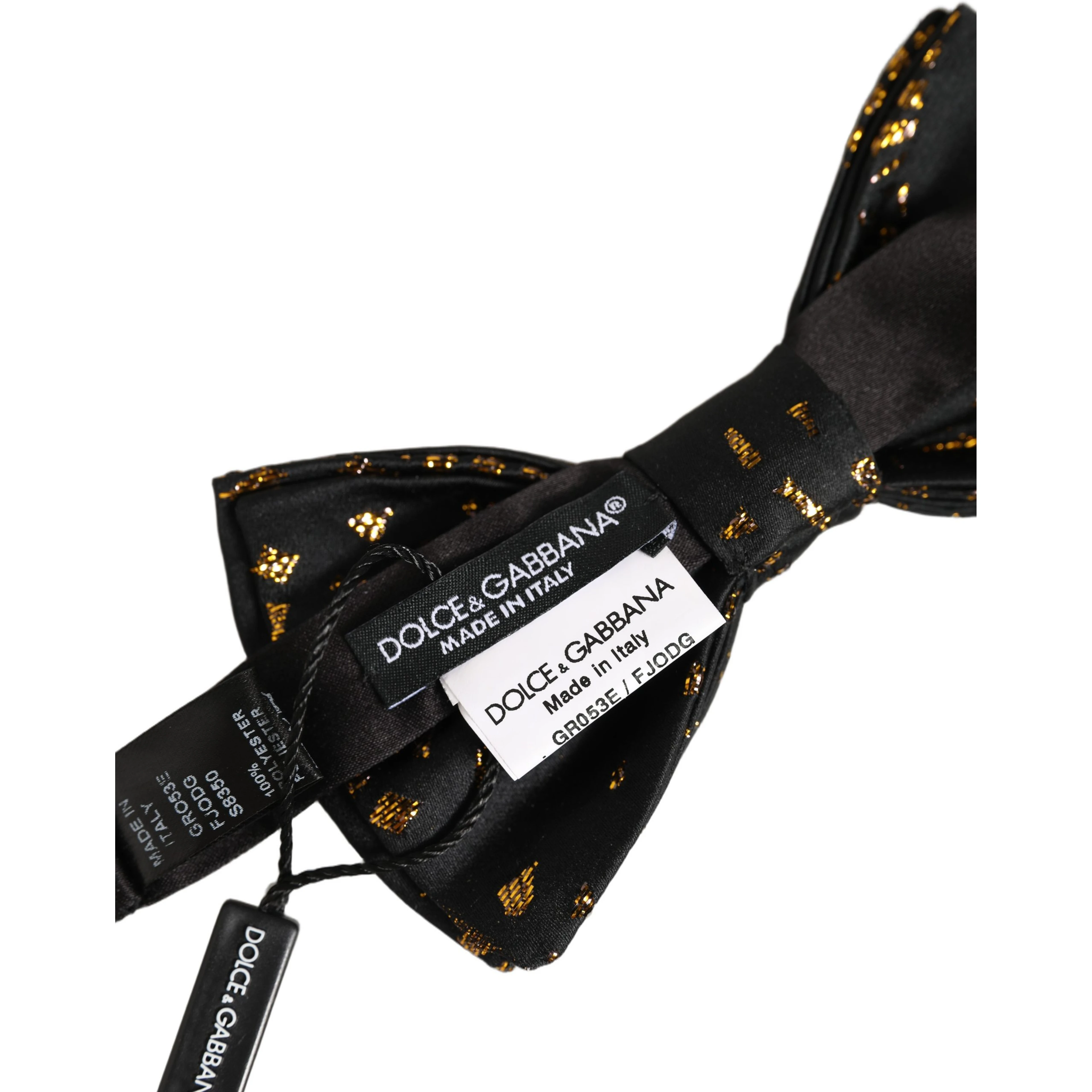 Black Gold Speckle Pattern Adjustable Neck Papillon Bow Tie