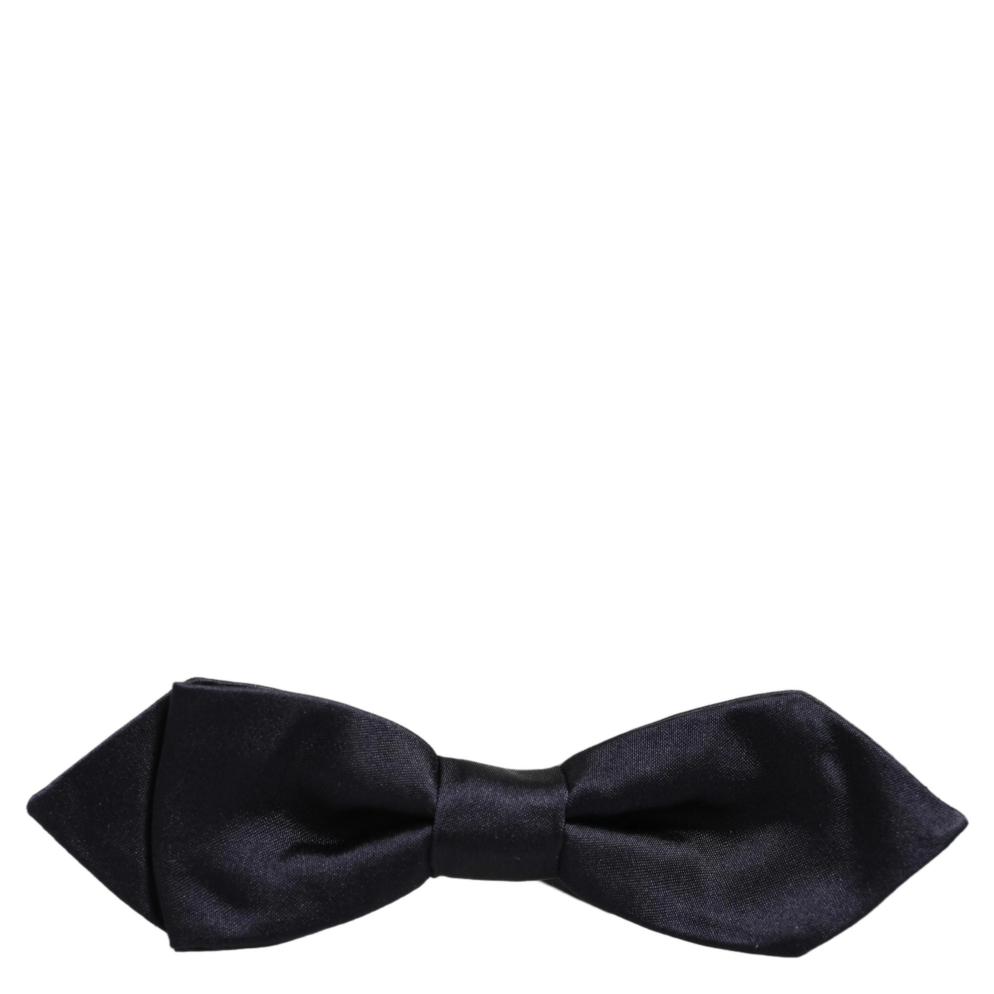 Men Dark Blue 100% Silk Adjustable Neck Papillon Bow Tie