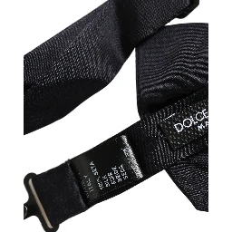 Men Black 100% Silk Adjustable Neck Papillon Bow Tie