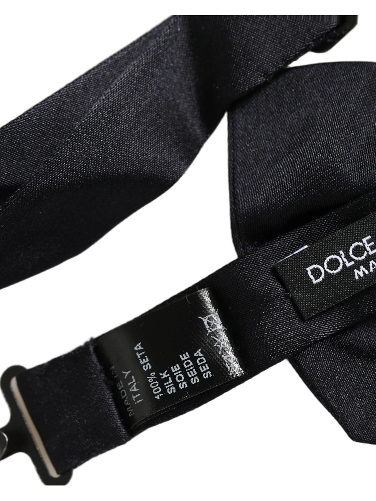 Men Black 100% Silk Adjustable Neck Papillon Bow Tie