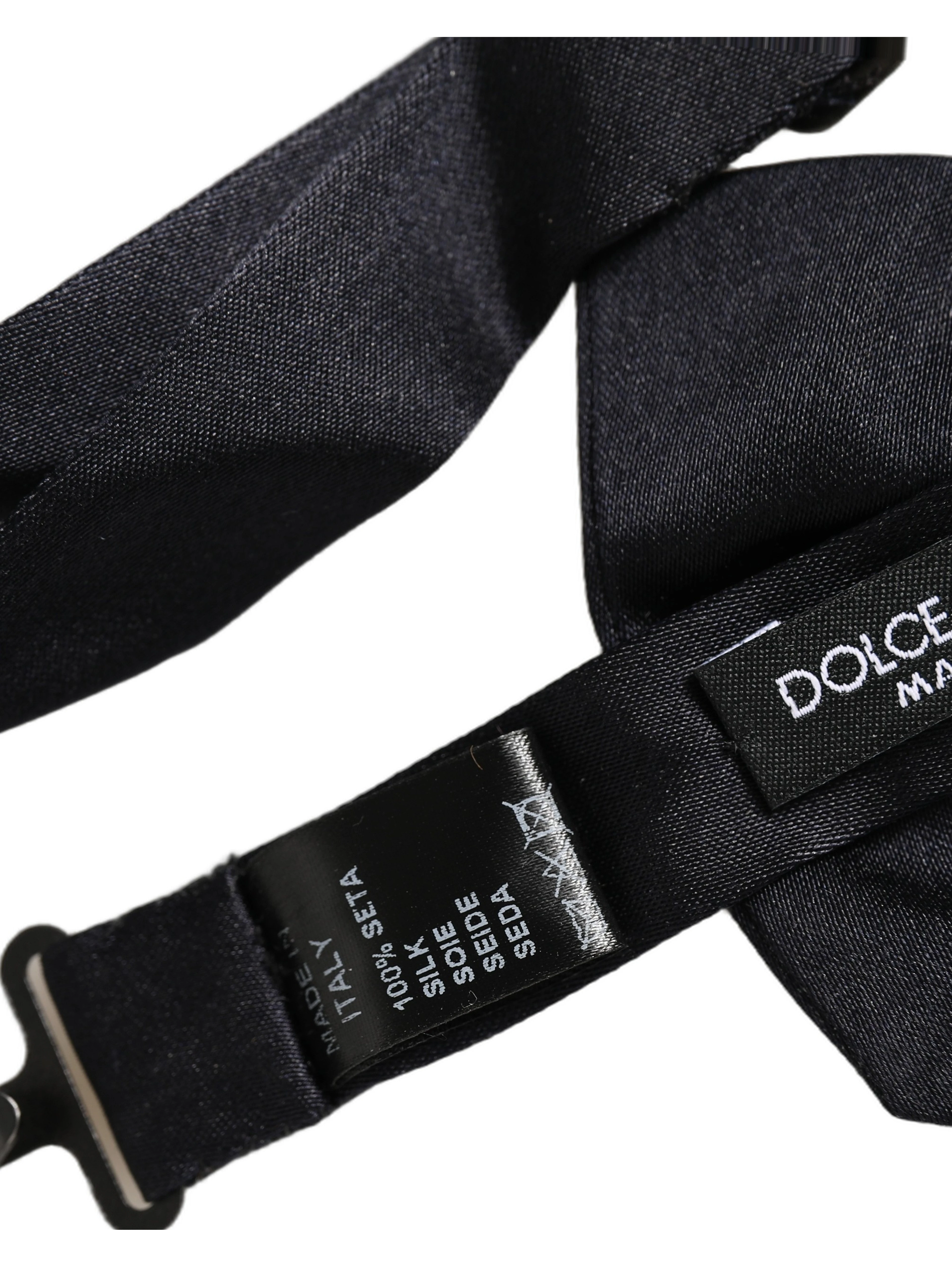 Men Black 100% Silk Adjustable Neck Papillon Bow Tie