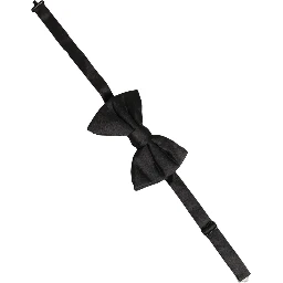 Men Black 100% Silk Adjustable Neck Papillon Bow Tie
