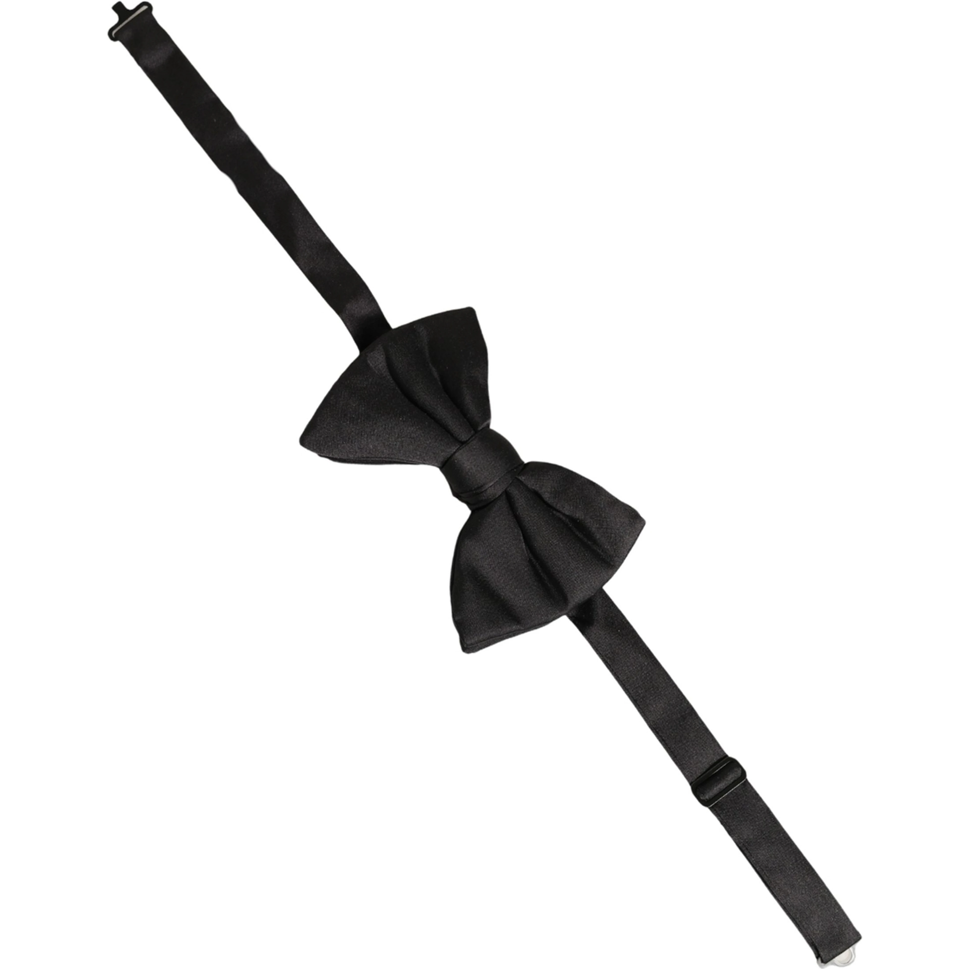 Men Black 100% Silk Adjustable Neck Papillon Bow Tie
