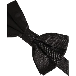 Men Black 100% Silk Adjustable Neck Papillon Bow Tie