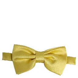 Men Yellow 100% Silk Adjustable Neck Papillon Bow Tie