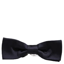 Men Dark Blue 100% Silk Adjustable Neck Papillon Bow Tie
