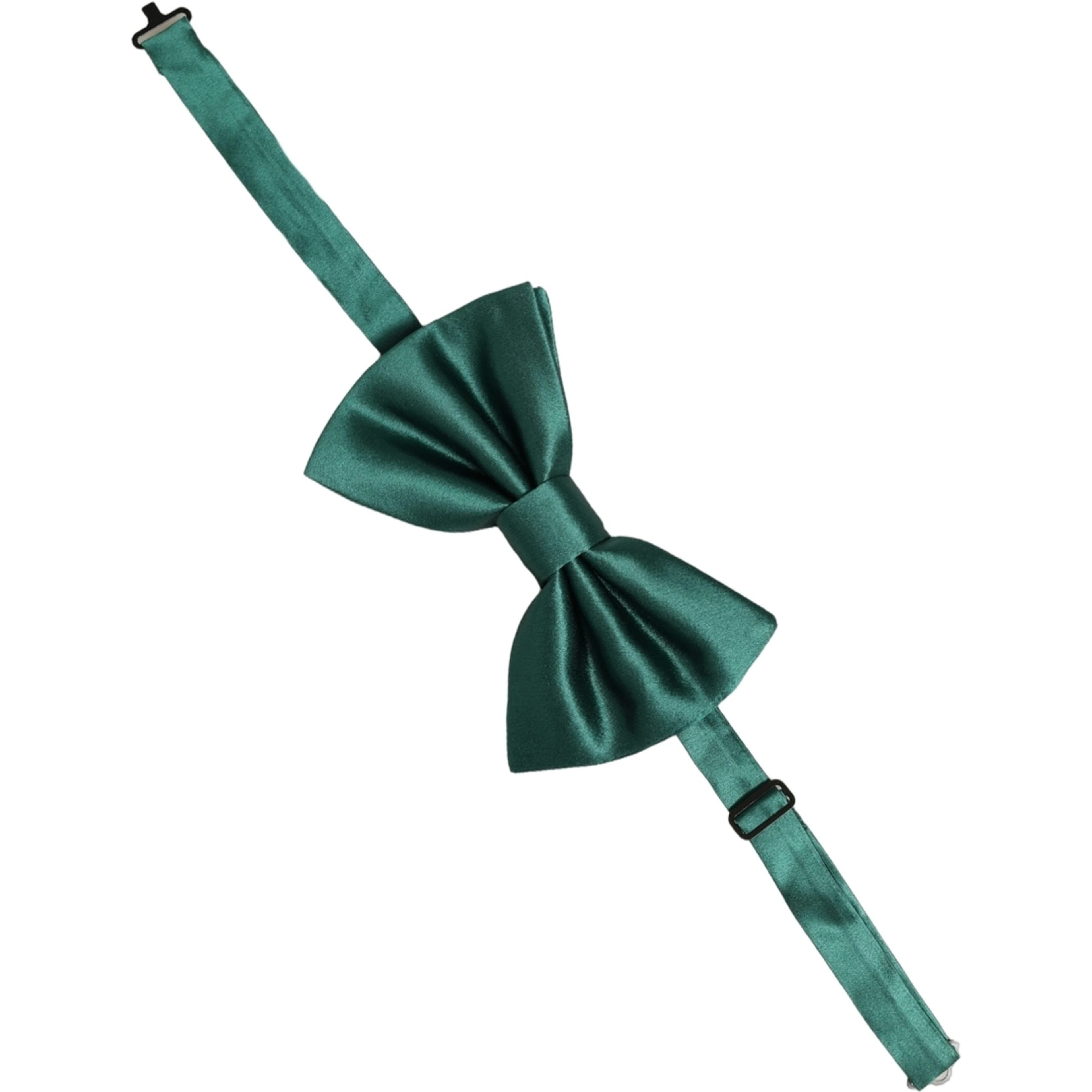 Men Green 100% Silk Adjustable Neck Papillon Bow Tie