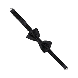 Men Black 100% Silk Adjustable Neck Papillon Bow Tie