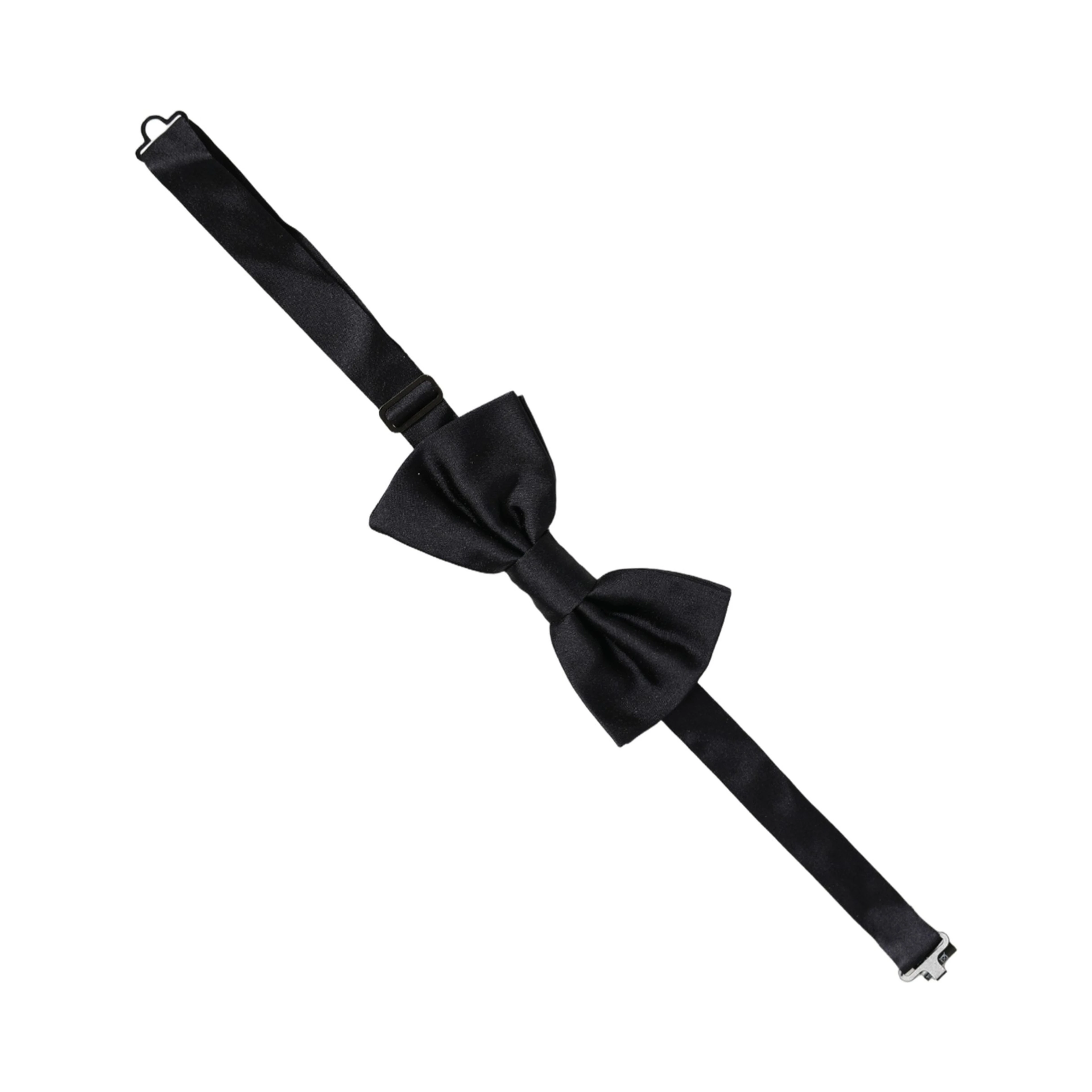 Men Black 100% Silk Adjustable Neck Papillon Bow Tie