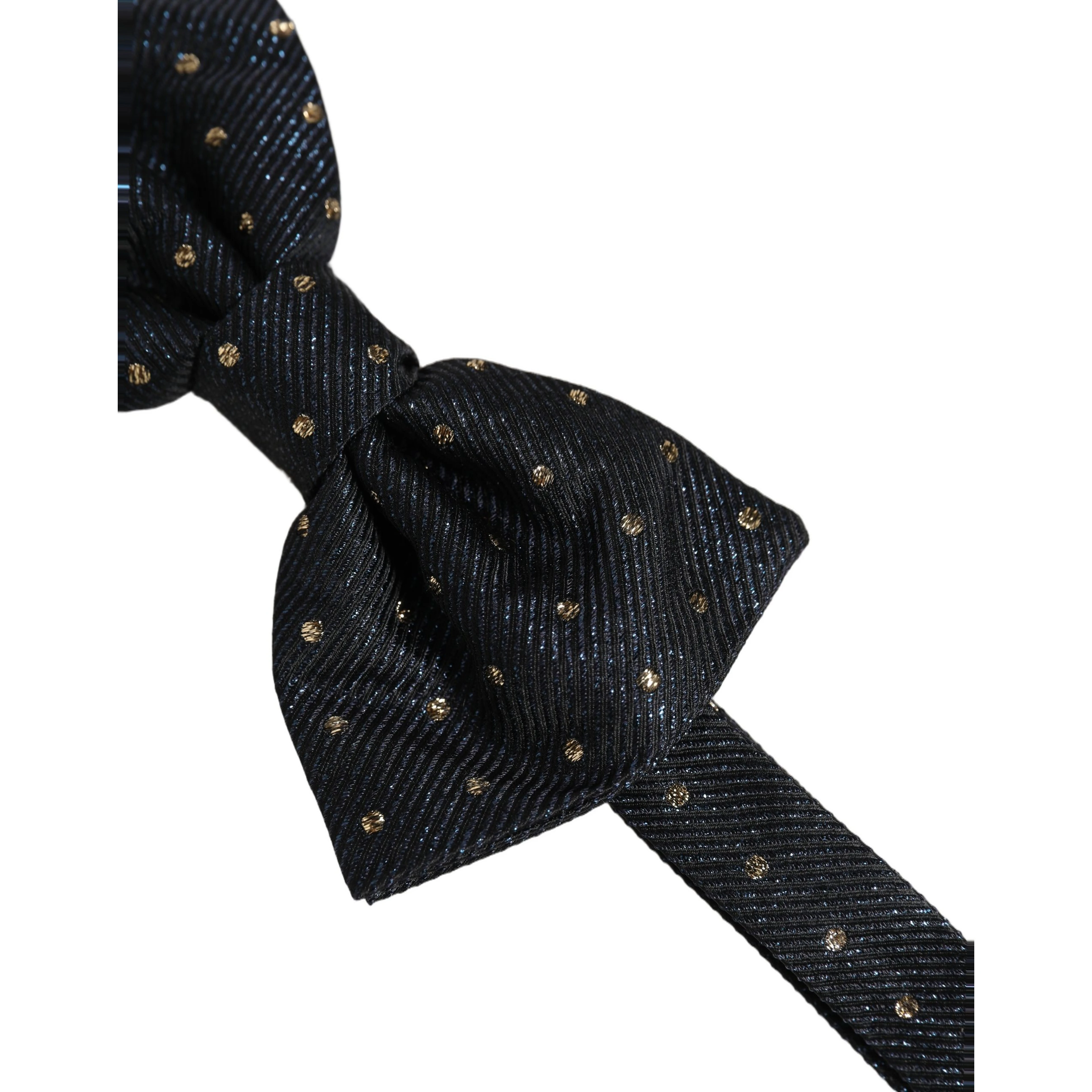 Men Black Polka Dot Silk Adjustable Neck Papillon Bow Tie