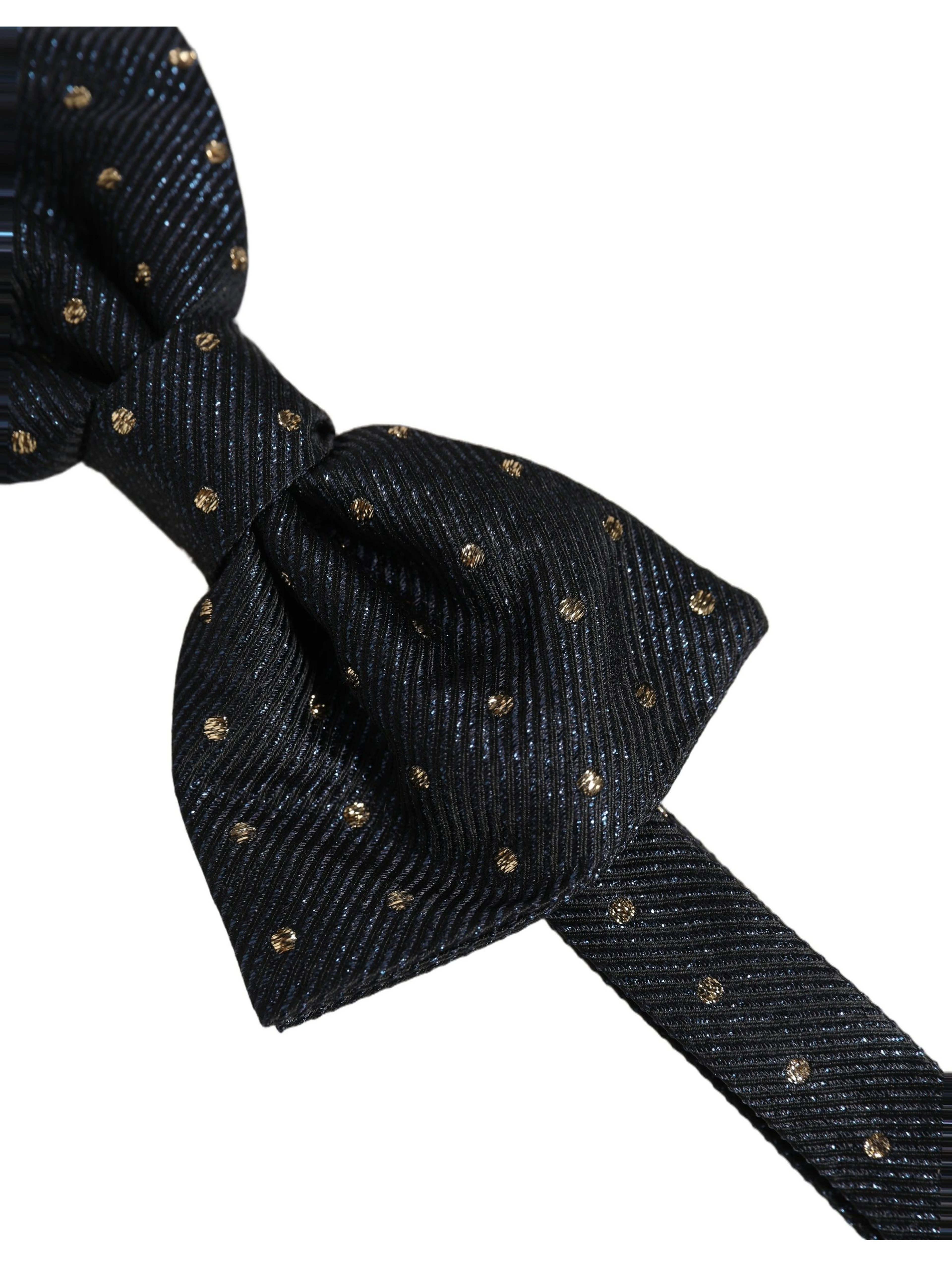 Men Black Polka Dot Silk Adjustable Neck Papillon Bow Tie