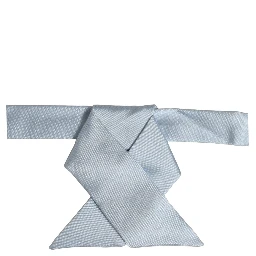 Men Light Blue SIlk Adjustable Neck Papillon Bow Tie