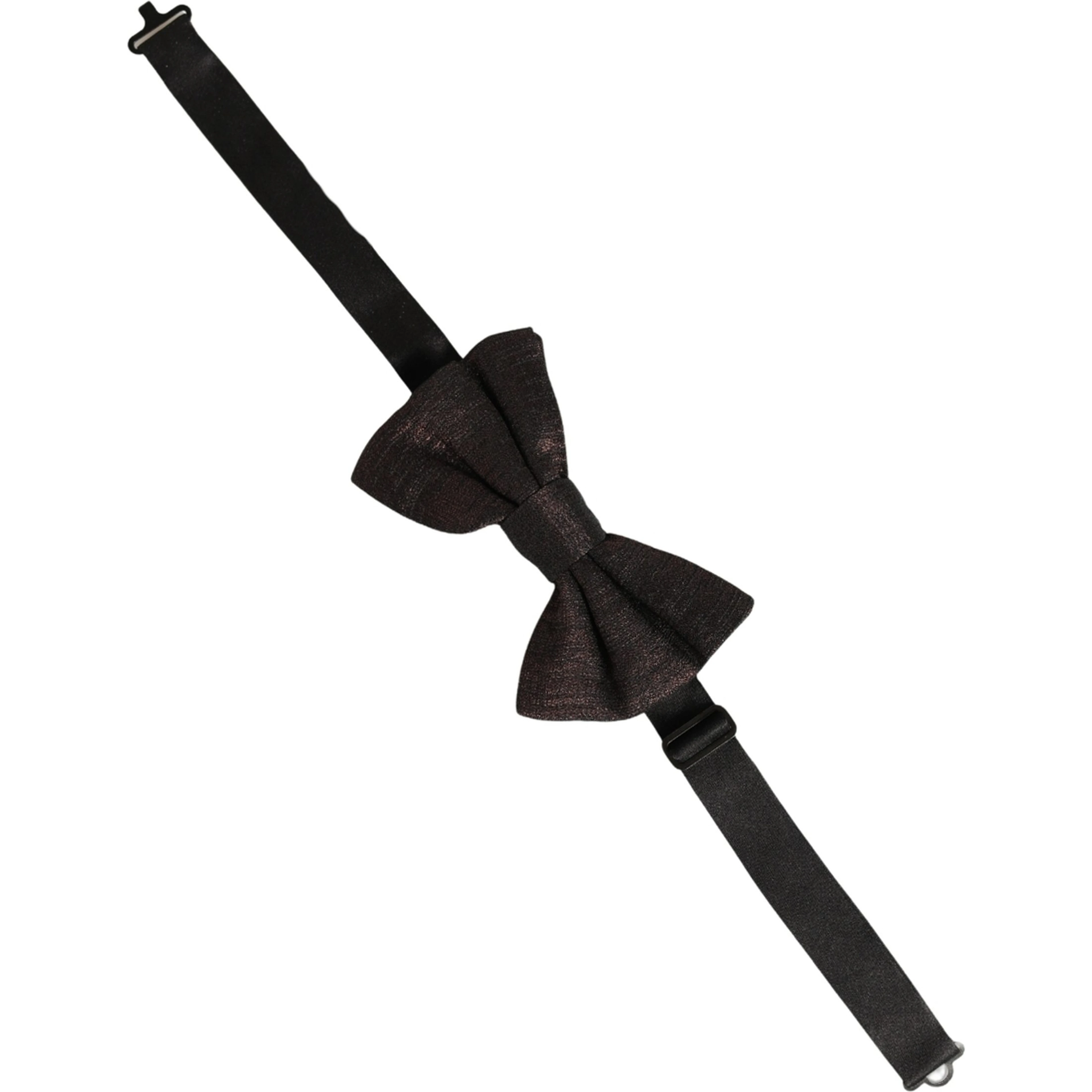 Men Brown 100% Silk Adjustable Neck Papillon Bow Tie