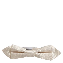 Men White 100% Silk Adjustable Neck Papillon Bow Tie