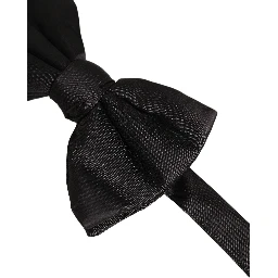 Men Black 100% Silk Adjustable Neck Papillon Bow Tie