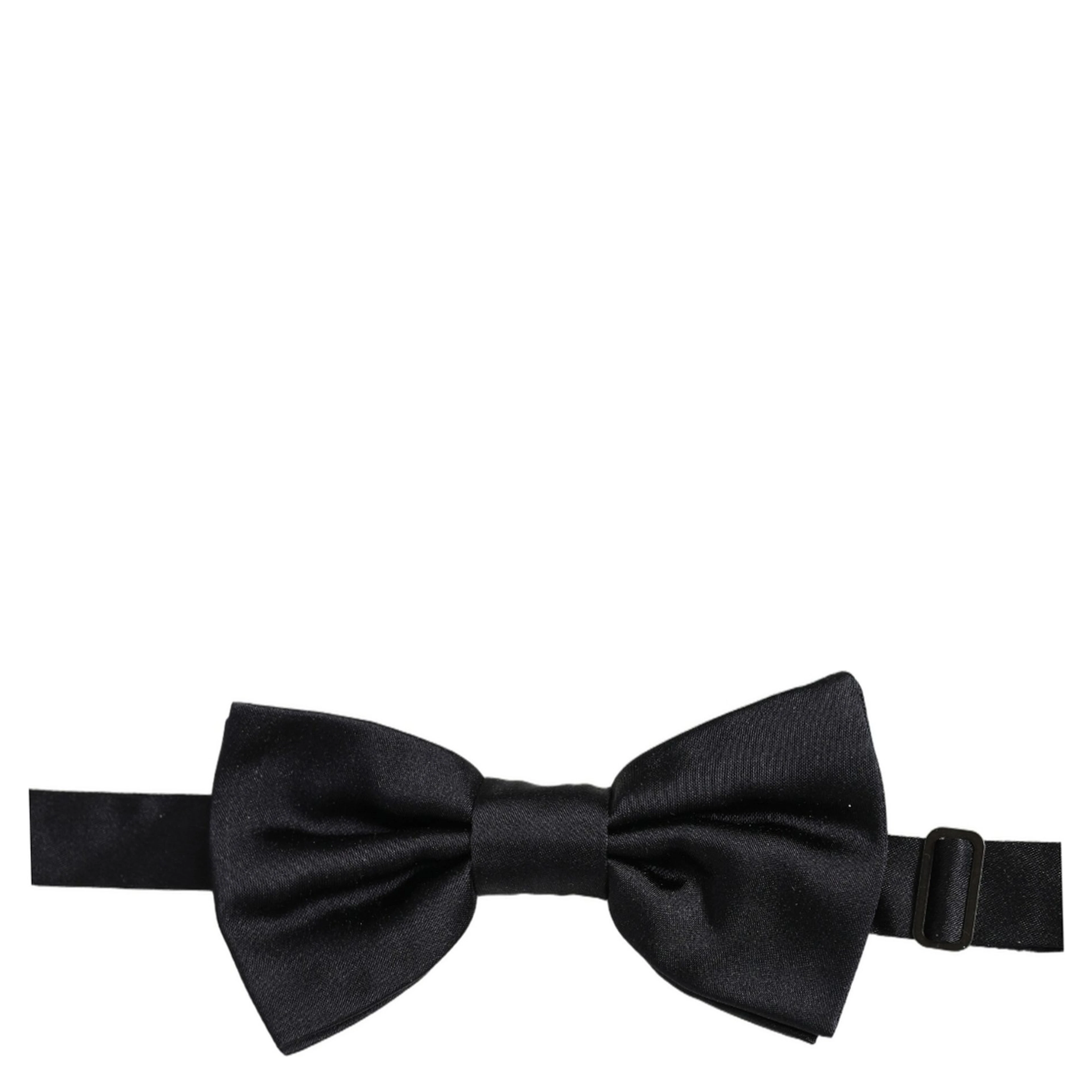 Men Black 100% Silk Adjustable Neck Papillon Bow Tie