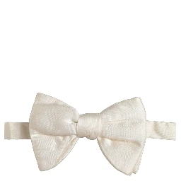 Men White 100% Silk Adjustable Neck Papillon Bow Tie