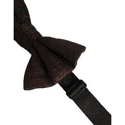 Men Brown 100% Silk Adjustable Neck Papillon Bow Tie