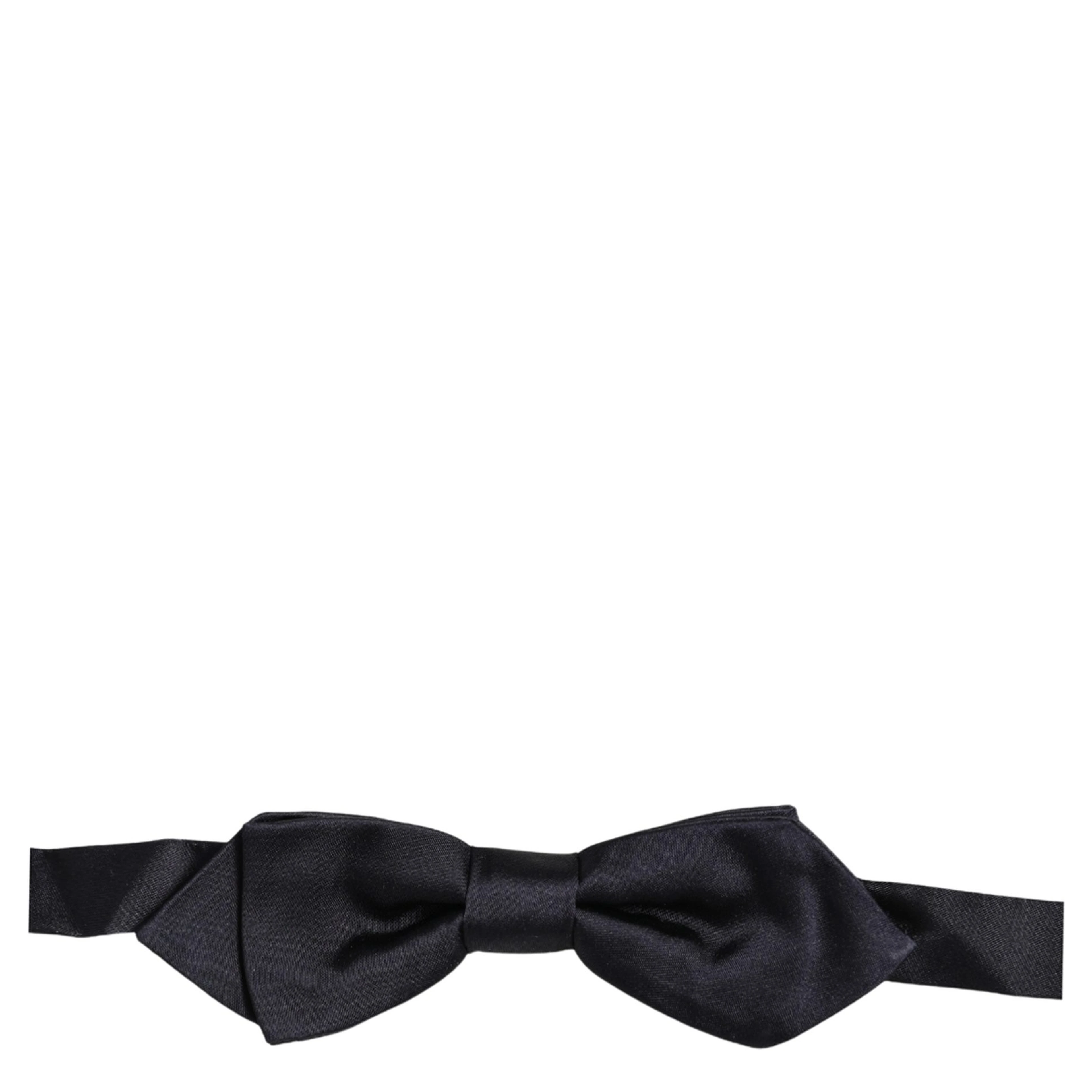 Men Dark Blue 100% Silk Adjustable Neck Papillon Bow Tie