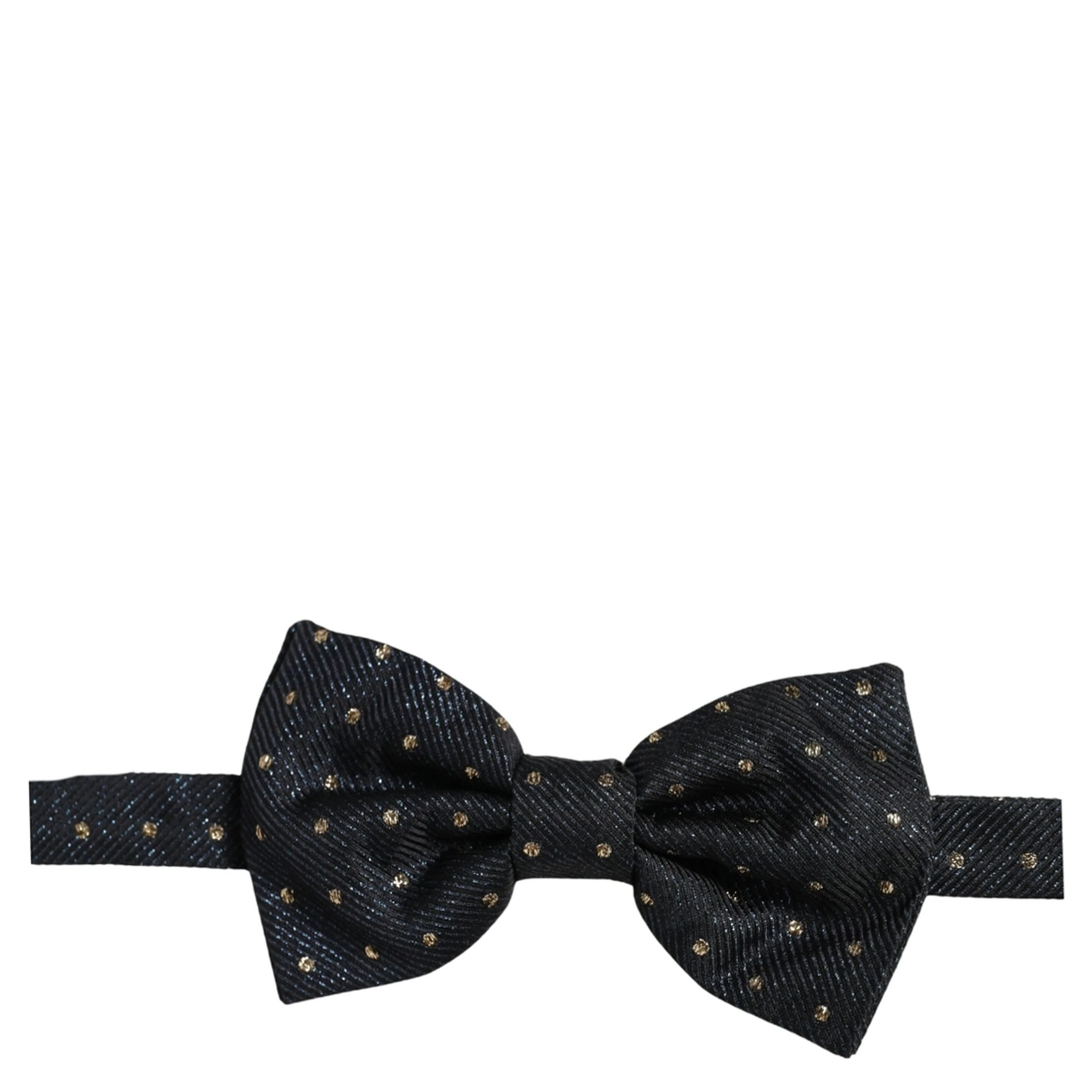 Men Black Polka Dot Silk Adjustable Neck Papillon Bow Tie