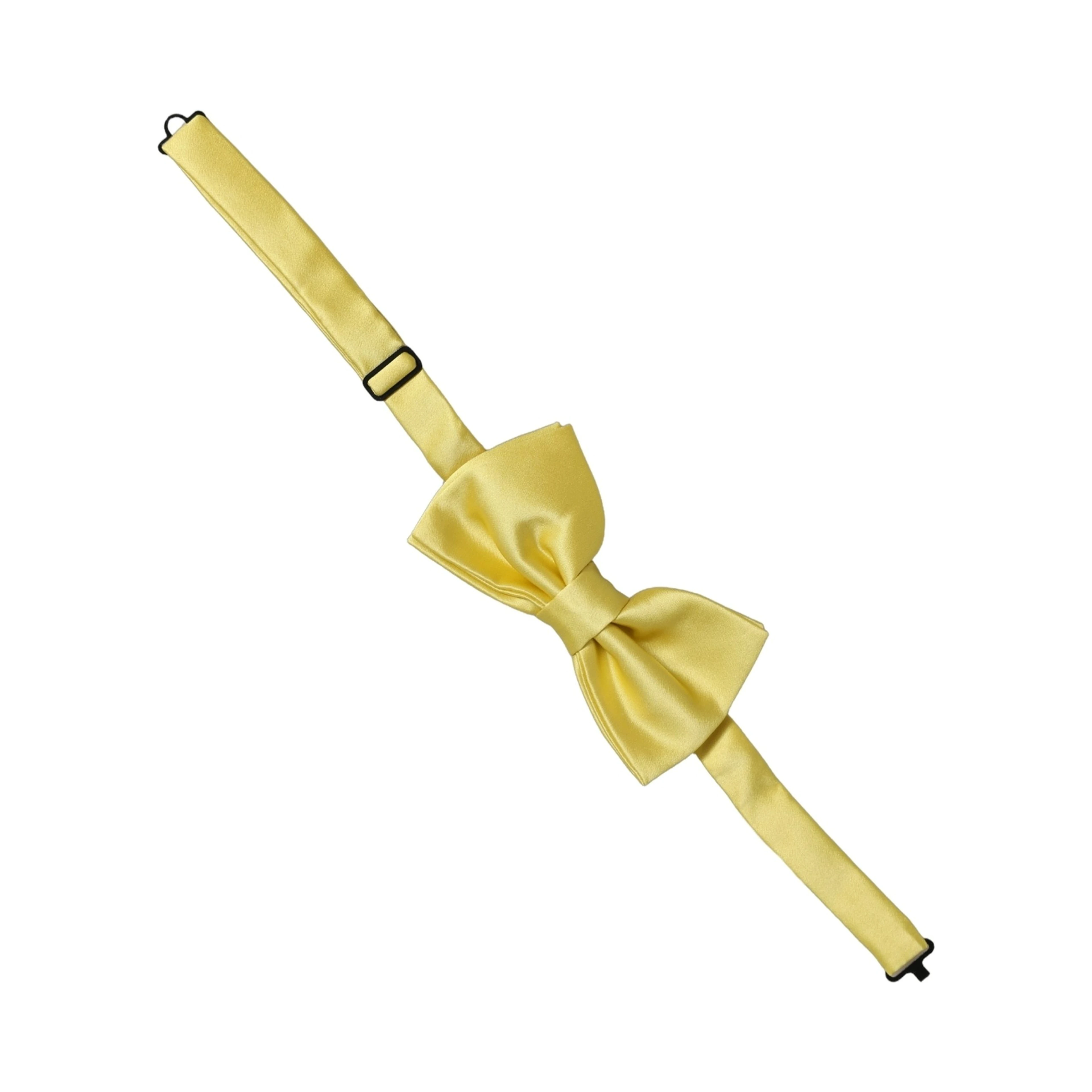 Men Yellow 100% Silk Adjustable Neck Papillon Bow Tie