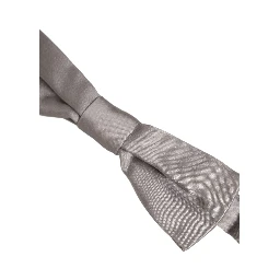 Men Gray 100% Silk Adjustable Neck Papillon Bow Tie