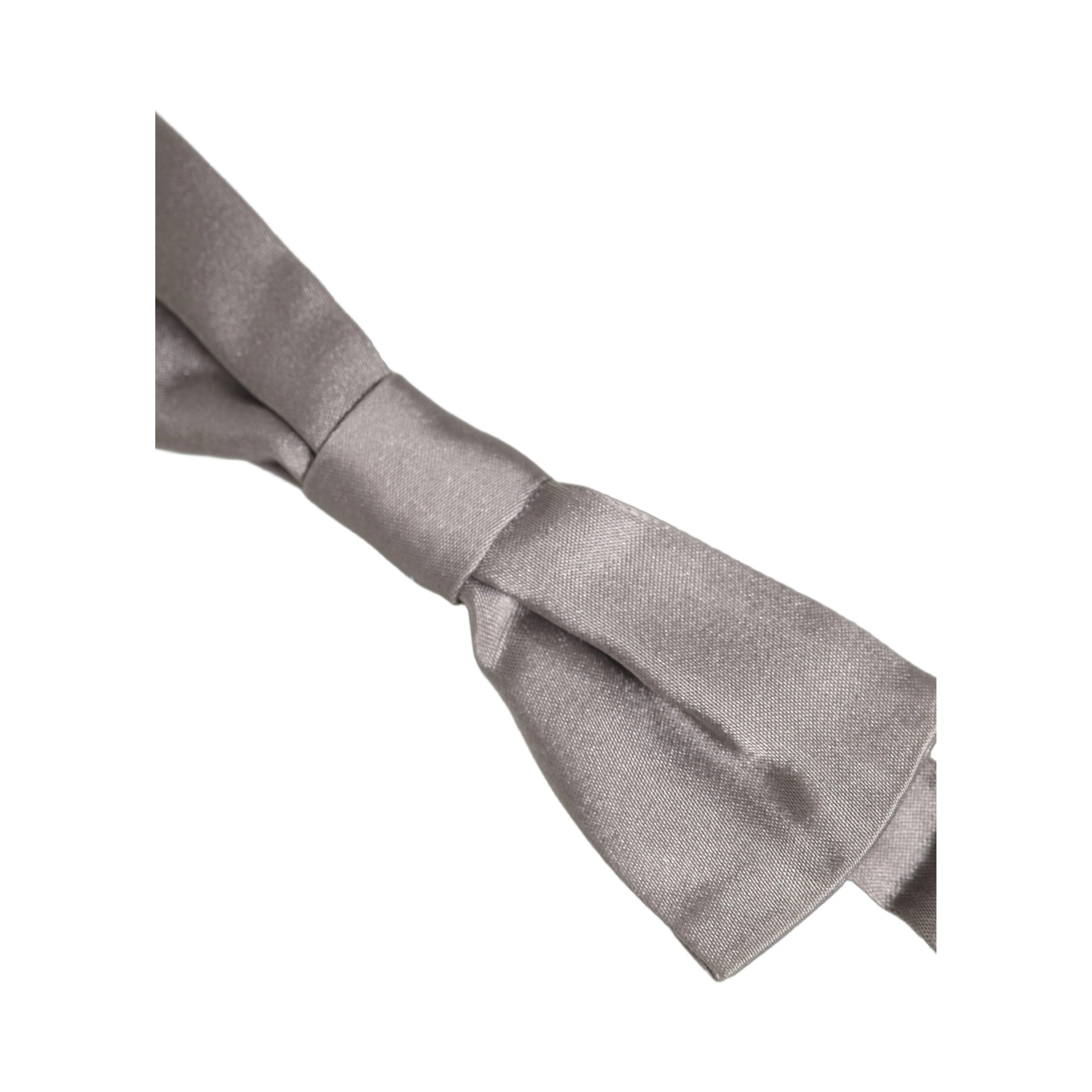 Men Gray 100% Silk Adjustable Neck Papillon Bow Tie