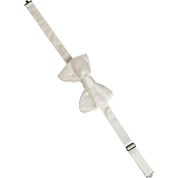 Men White 100% Silk Adjustable Neck Papillon Bow Tie