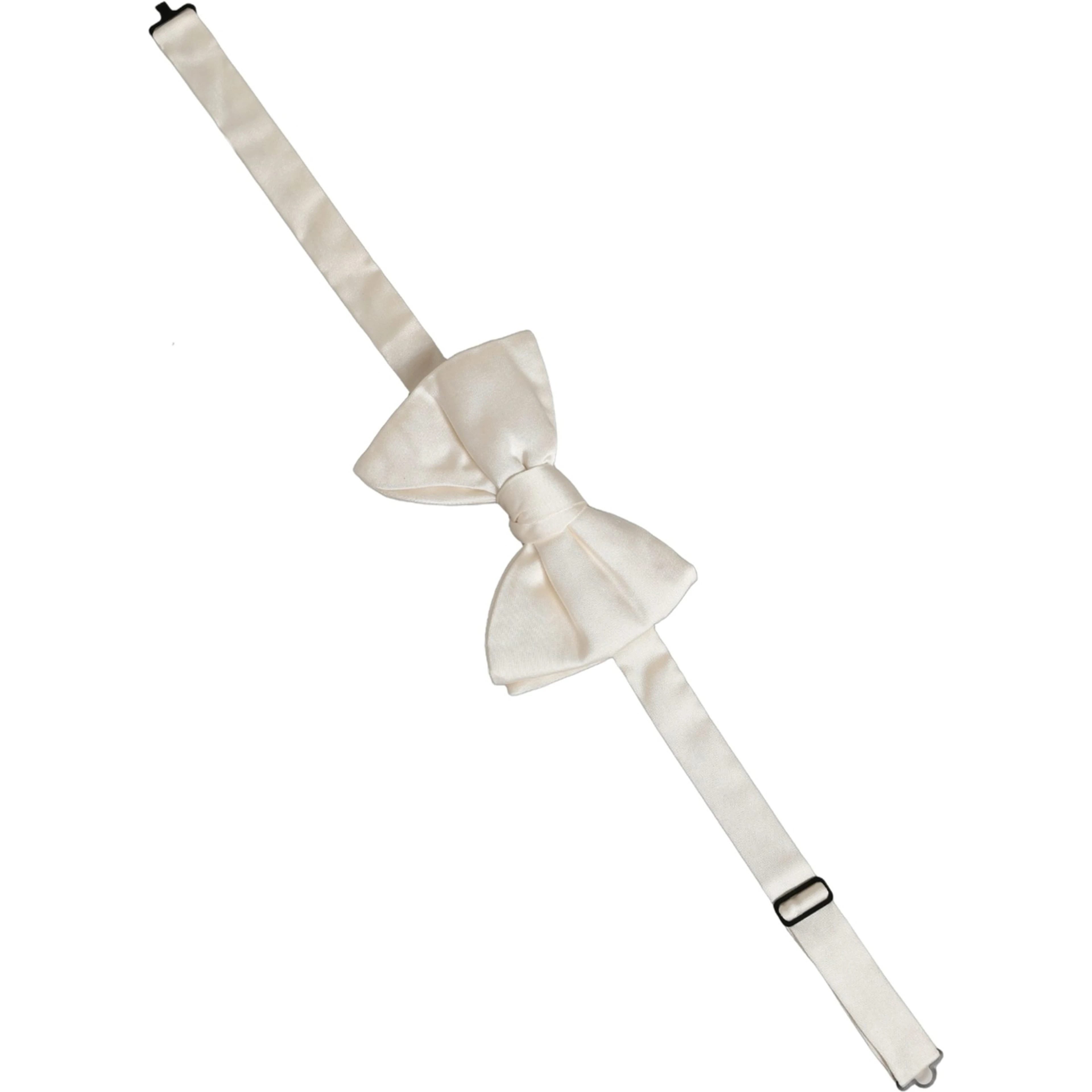 Men White 100% Silk Adjustable Neck Papillon Bow Tie