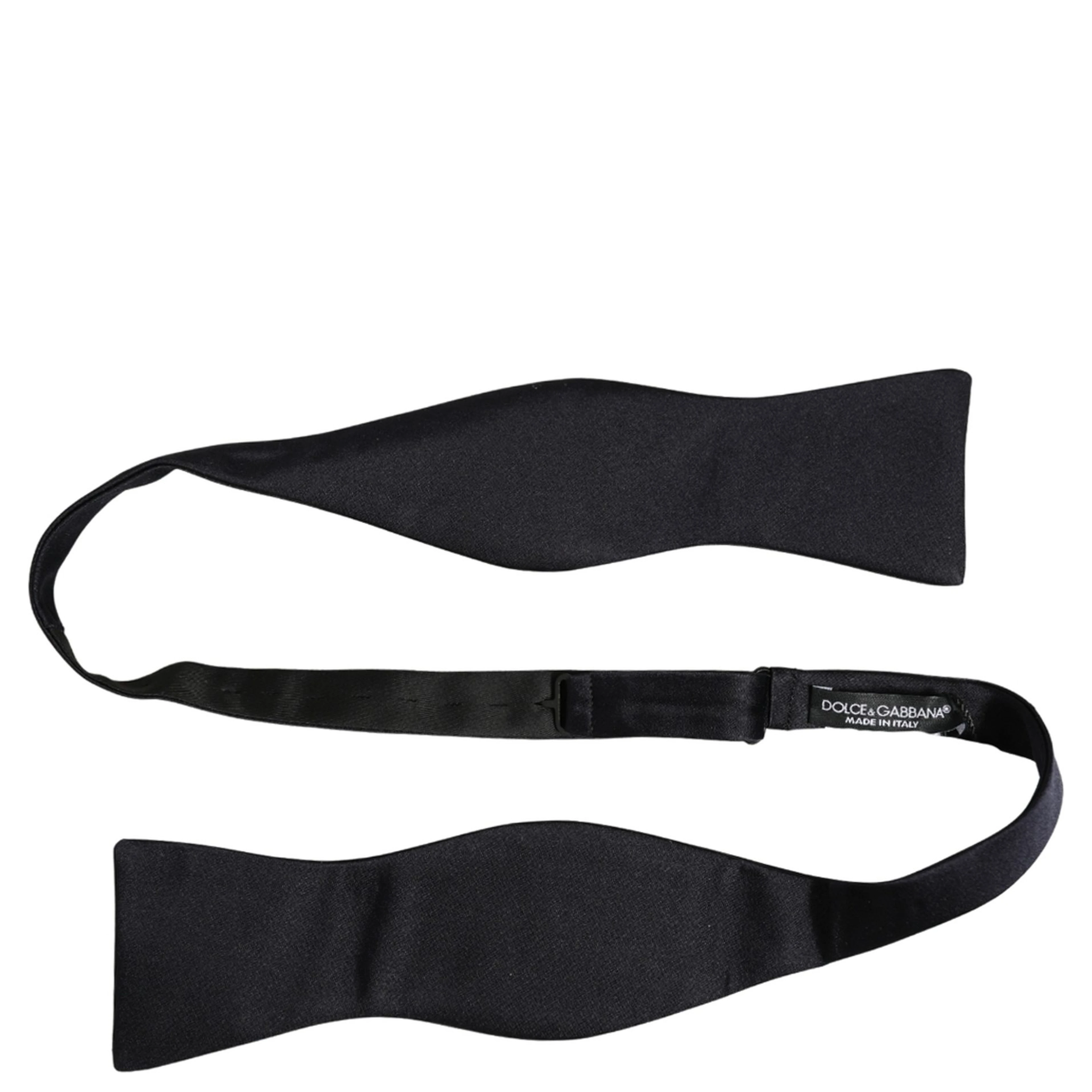 Men Black 100% Silk Adjustable Neck Papillon Bow Tie
