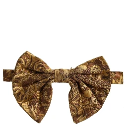 Men Brown Floral Silk Adjustable Neck Papillon Bow Tie