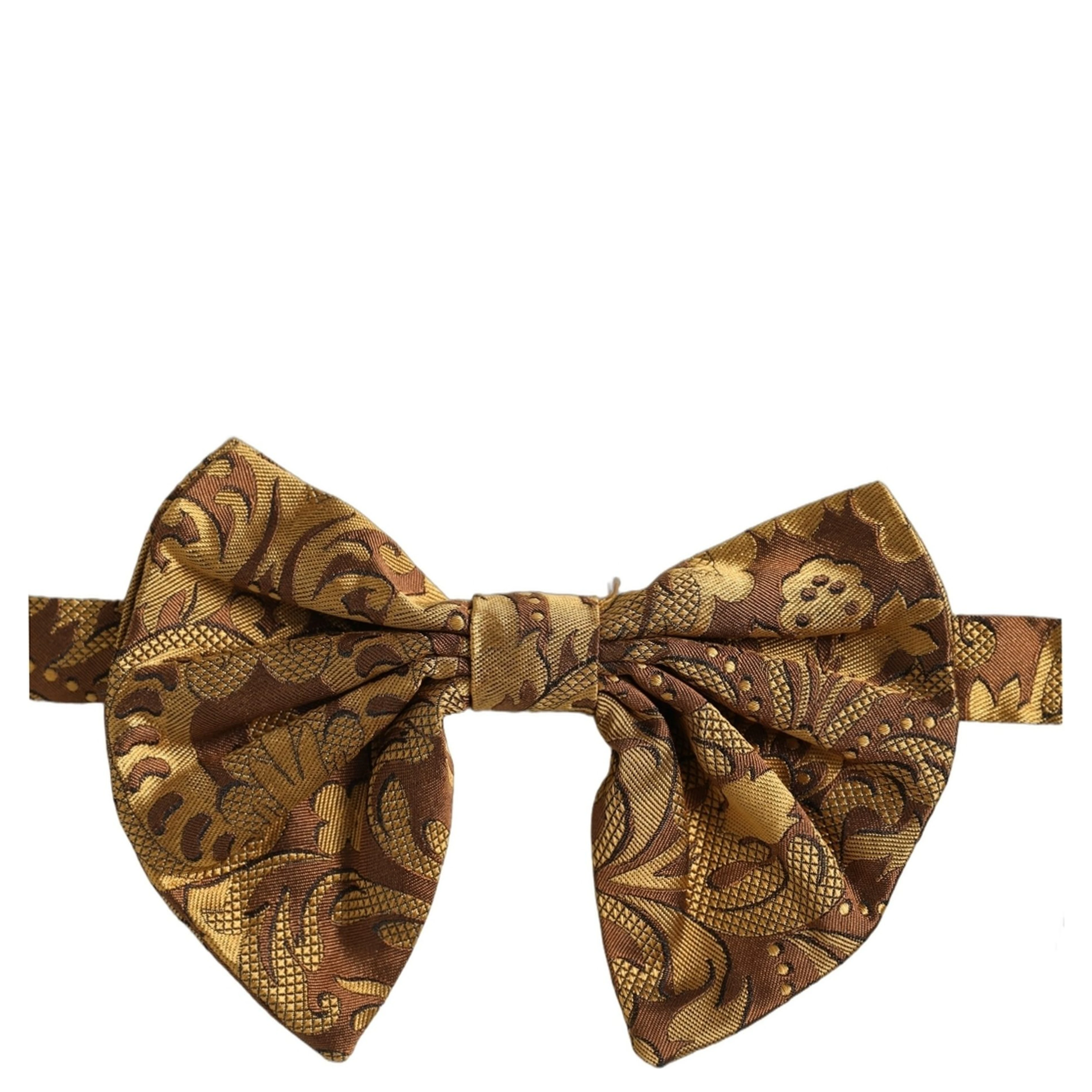 Men Brown Floral Silk Adjustable Neck Papillon Bow Tie