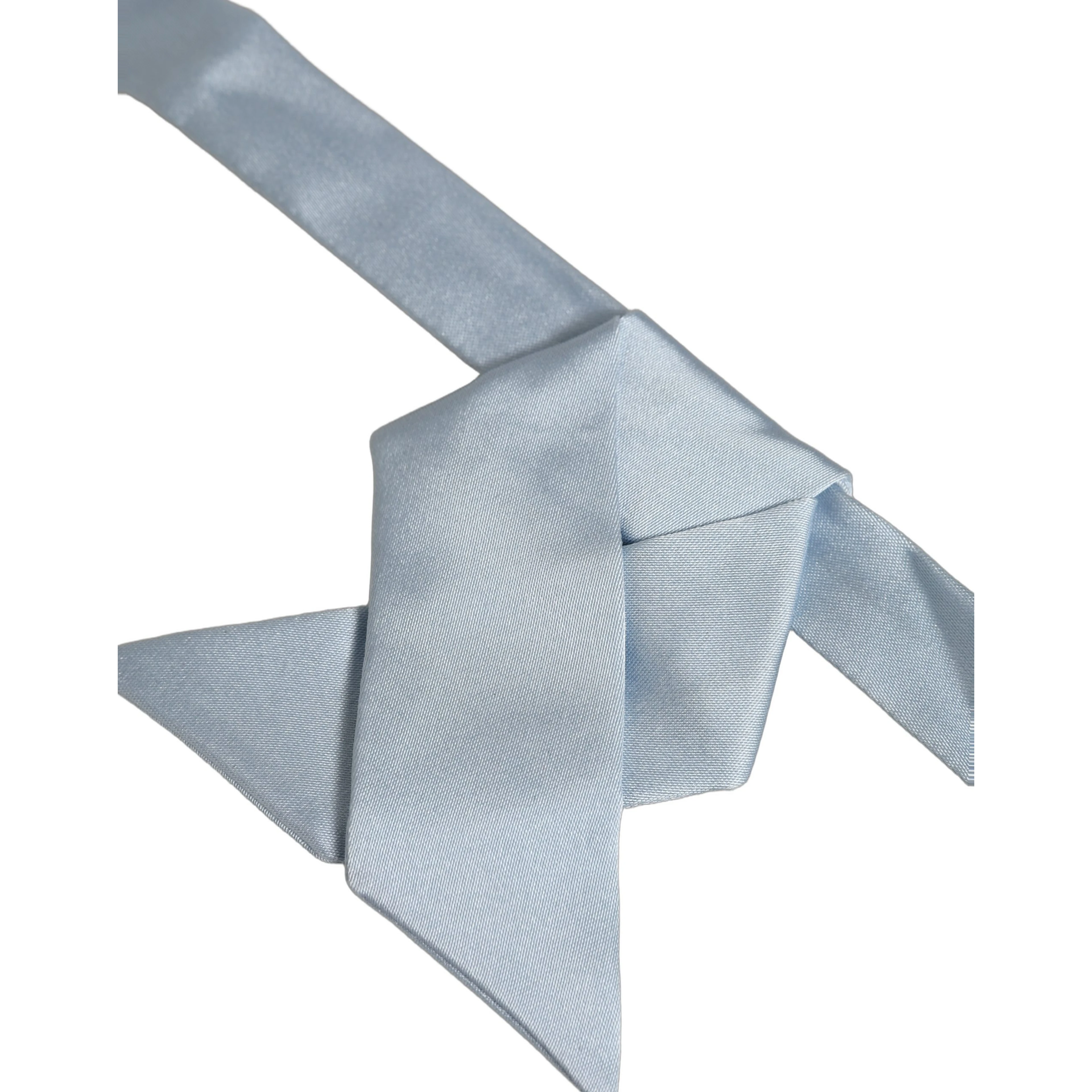 Men Light Blue SIlk Adjustable Neck Papillon Bow Tie
