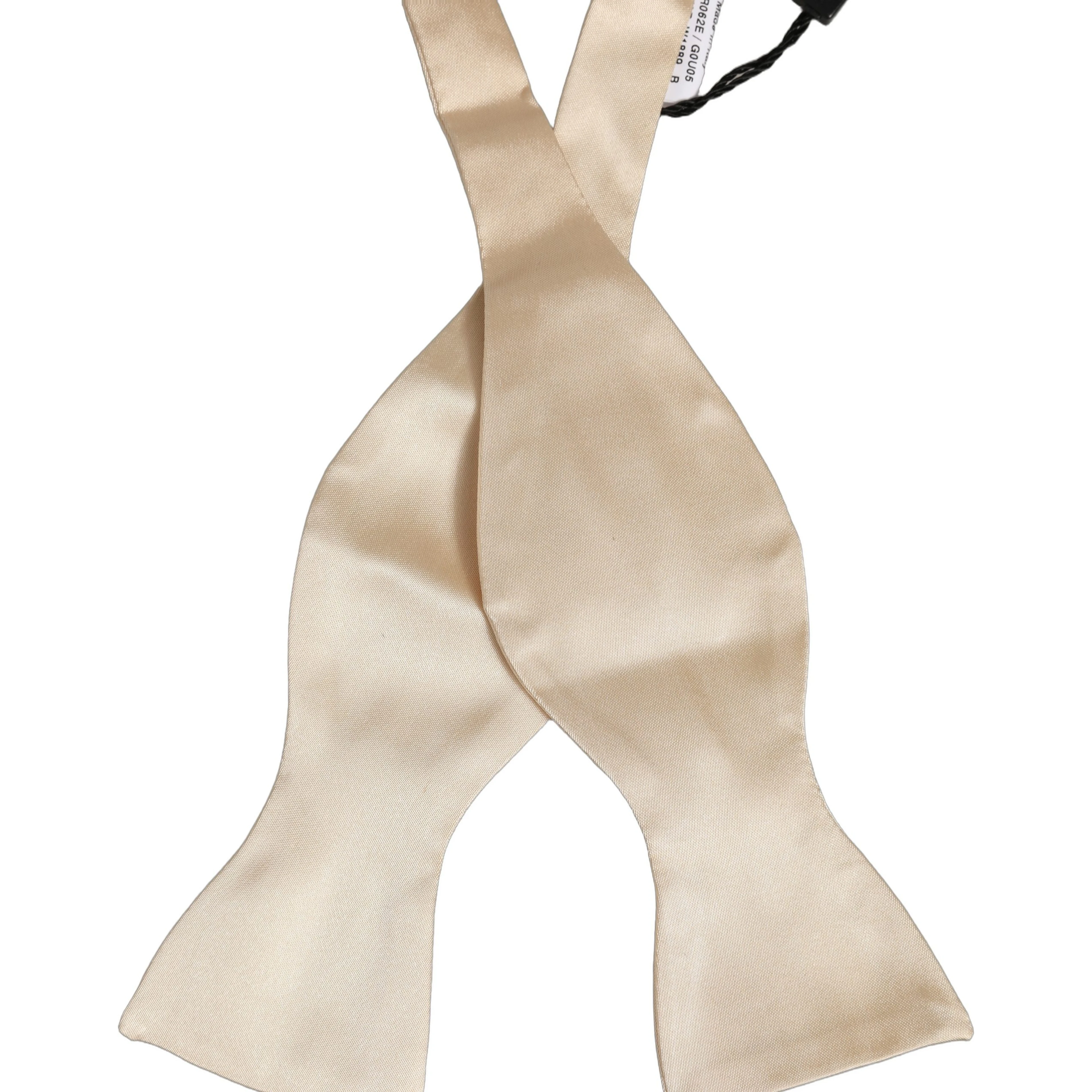 Men Beige 100% Silk Adjustable Neck Papillon Bow Tie