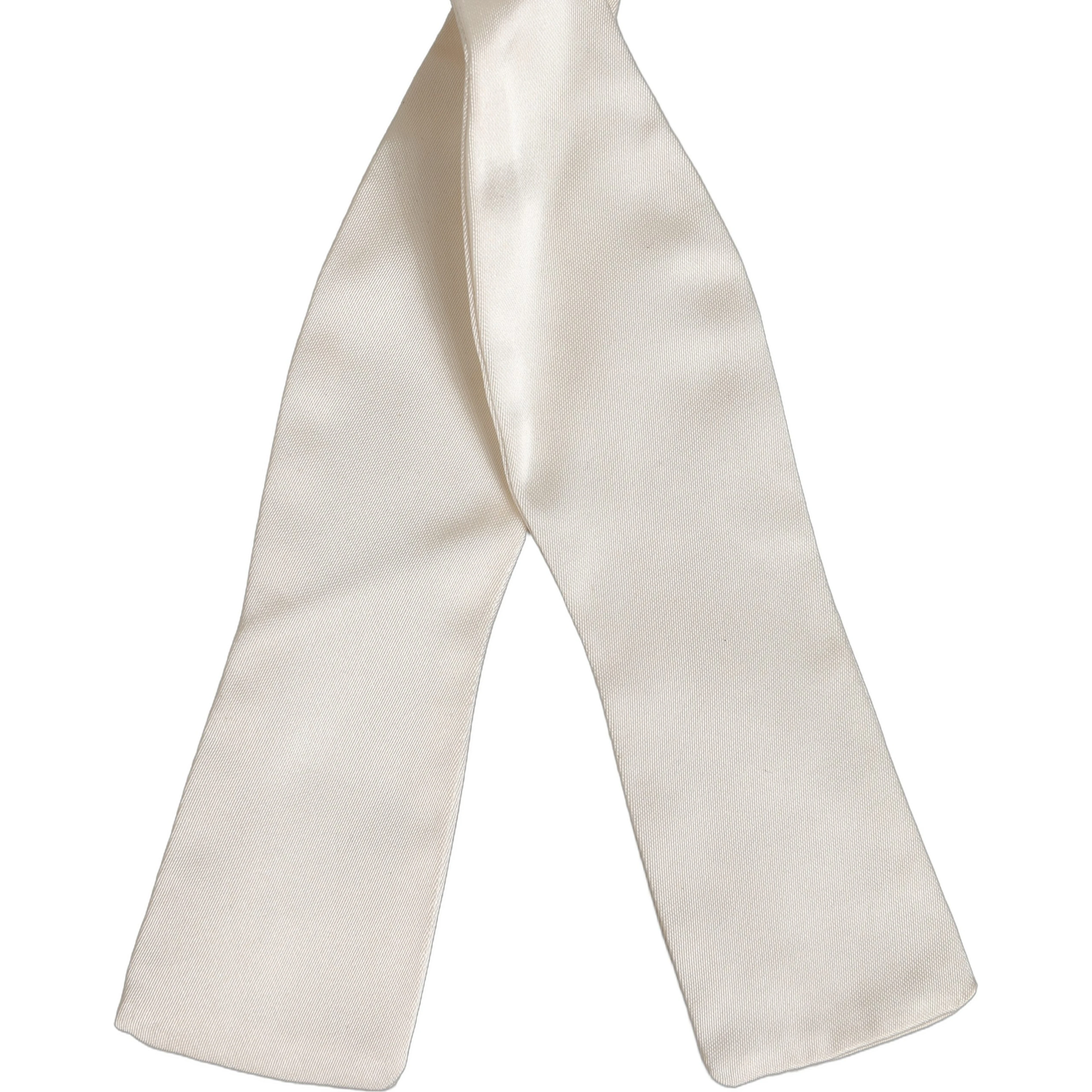 Men White 100% Silk Adjustable Neck Papillon Bow Tie