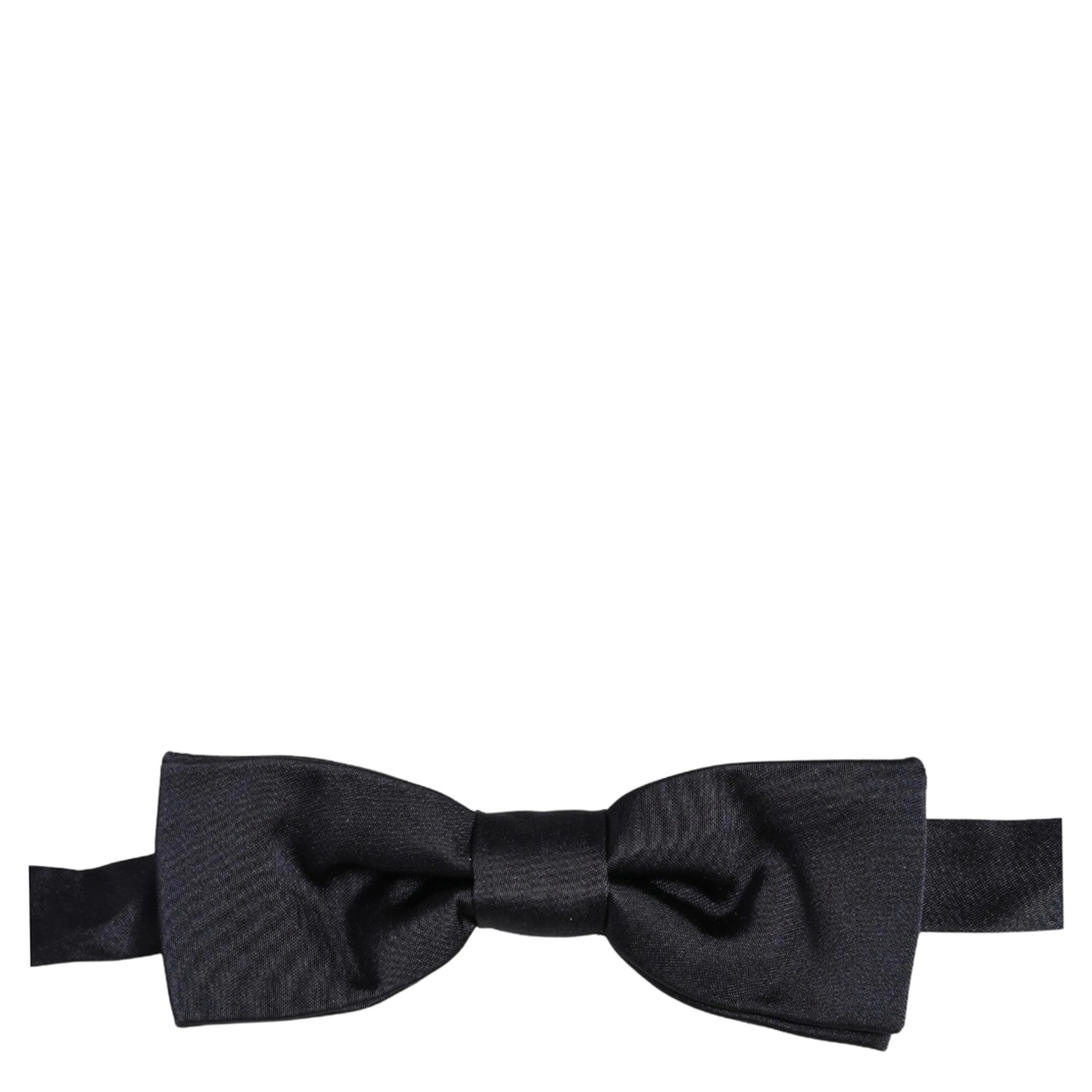 Men Dark Blue 100% Silk Adjustable Neck Papillon Bow Tie