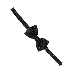 Men Black Polka Dot Silk Adjustable Neck Papillon Bow Tie