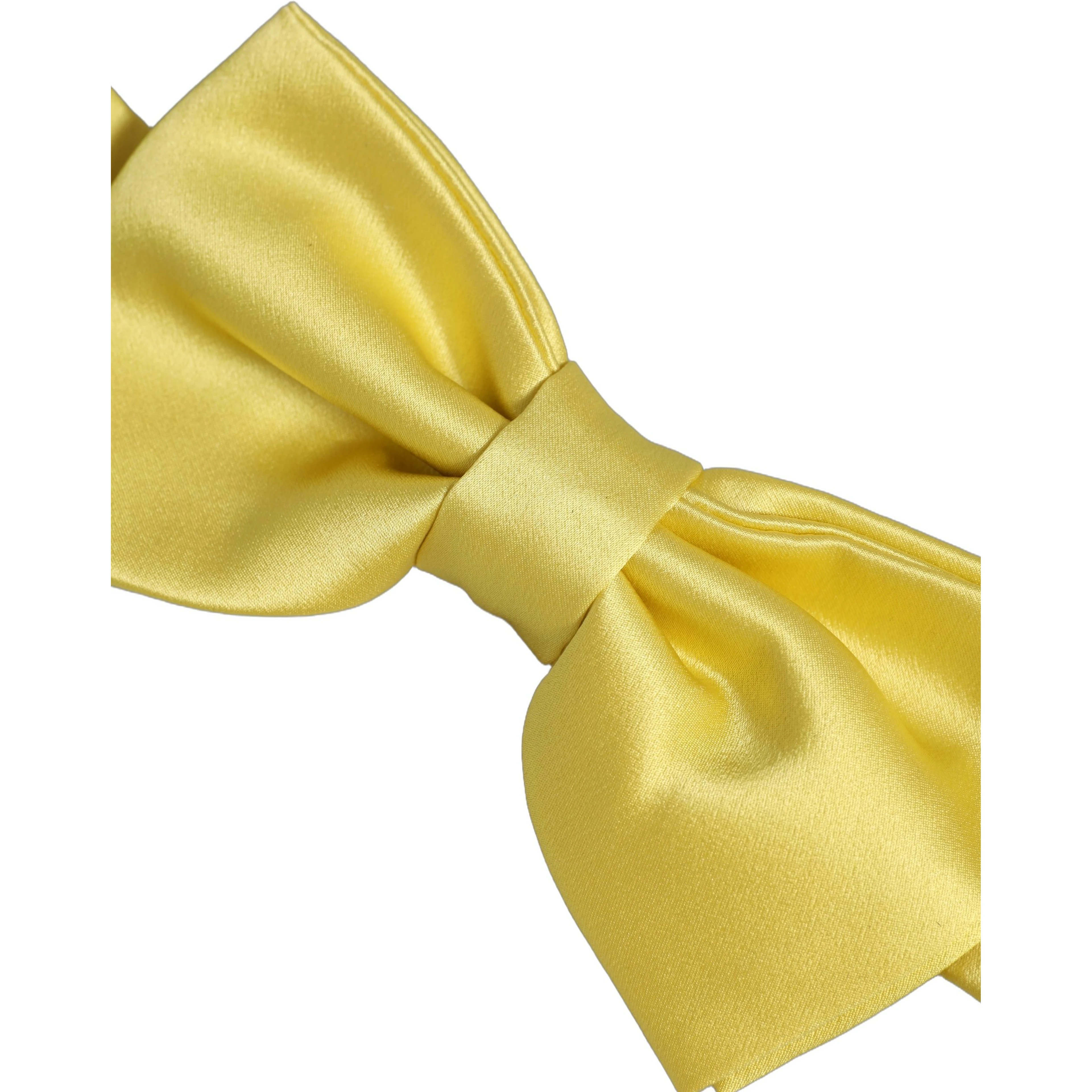 Men Yellow 100% Silk Adjustable Neck Papillon Bow Tie