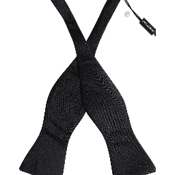 Men Black 100% Silk Adjustable Neck Papillon Bow Tie