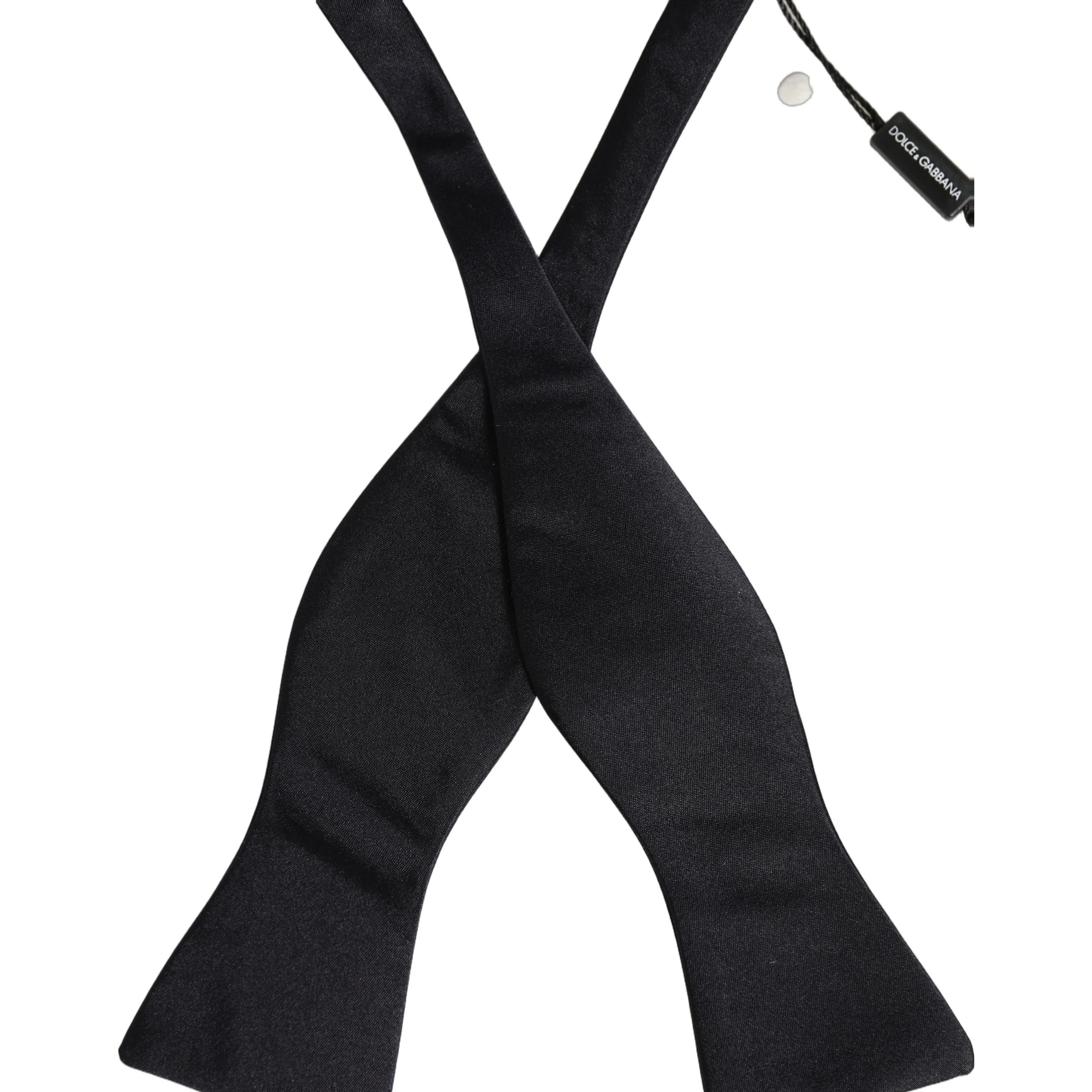 Men Black 100% Silk Adjustable Neck Papillon Bow Tie