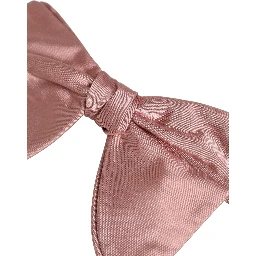 Men Pink 100% Silk Adjustable Neck Papillon Bow Tie