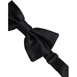 Men Black 100% Silk Adjustable Neck Papillon Bow Tie