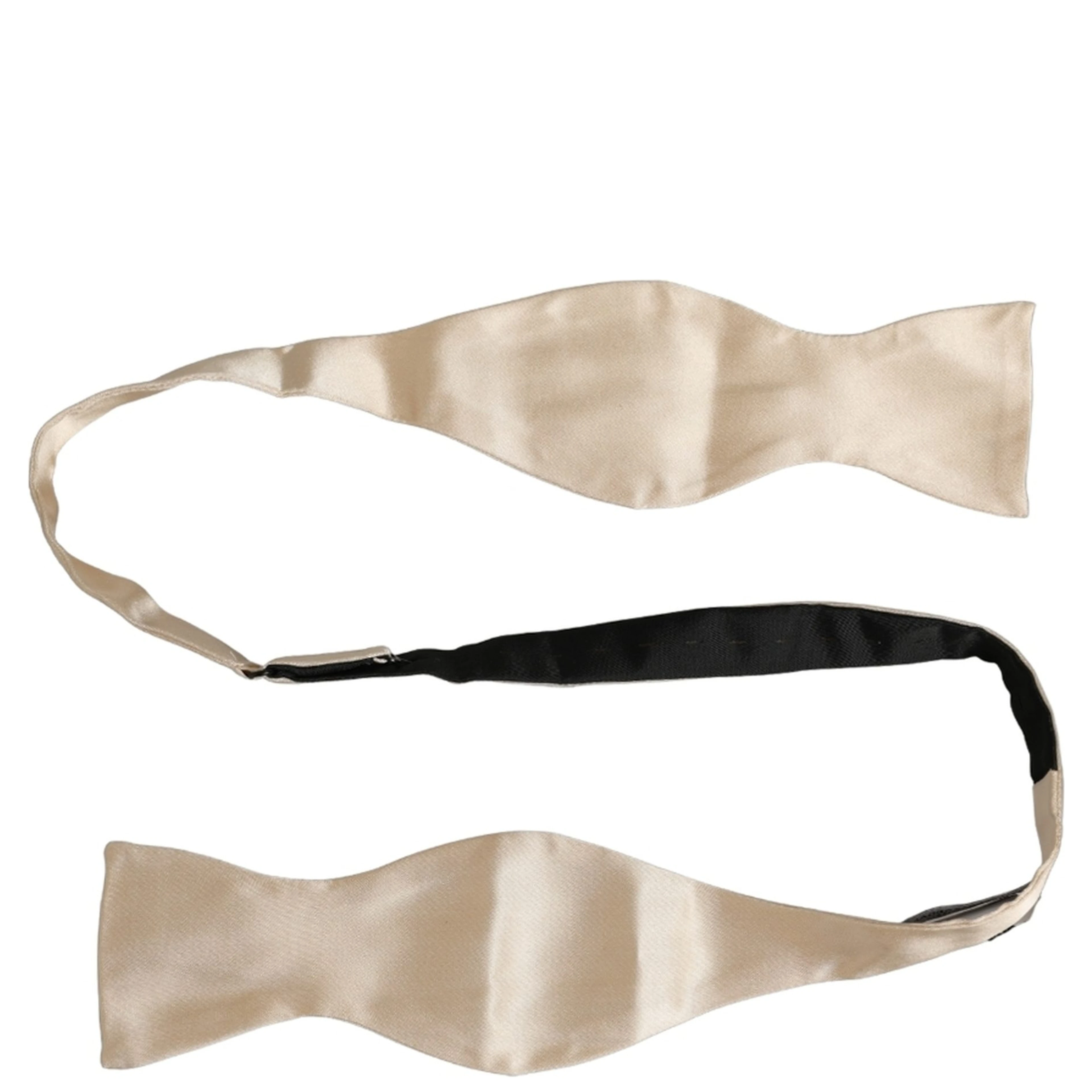 Men Beige 100% Silk Adjustable Neck Papillon Bow Tie