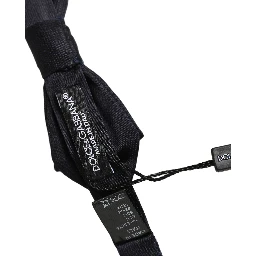 Men Black 100% Silk Adjustable Neck Papillon Bow Tie