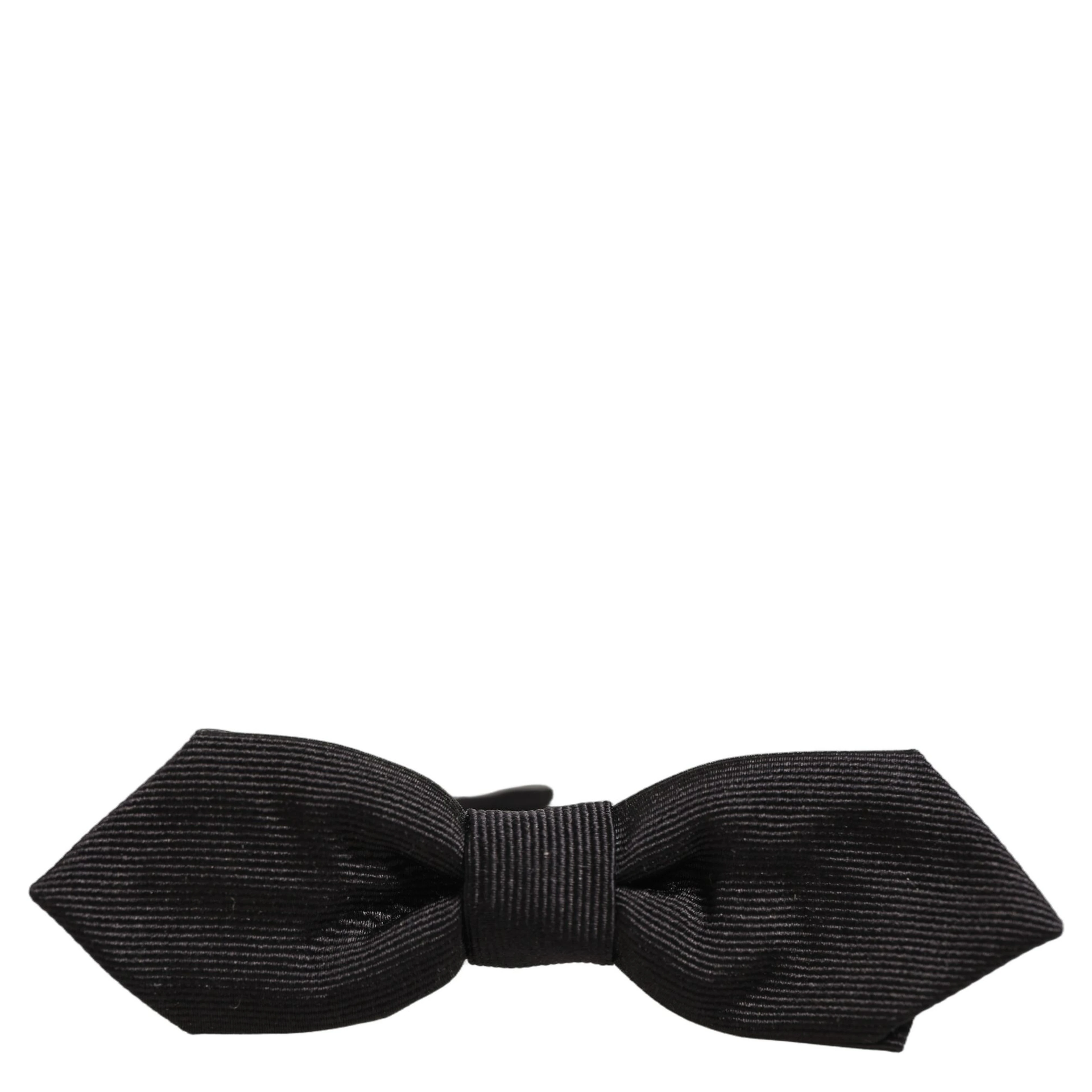 Men Black 100% Silk Adjustable Neck Papillon Bow Tie