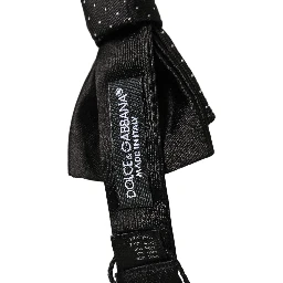 Men Black DG Polka Dot Adjustable Neck Papillon Bow Tie